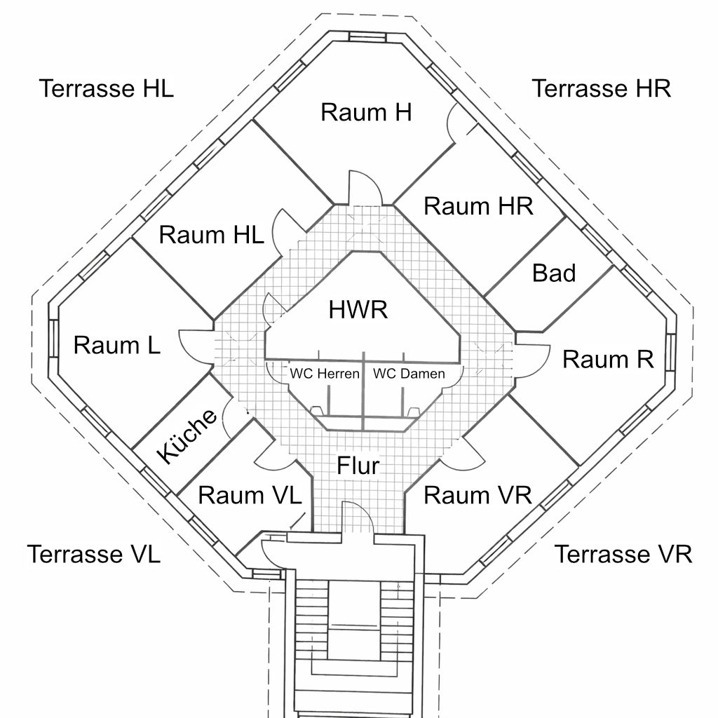 Grundriss des Penthouse-Büros in der Karl-Carstens-Straße 1